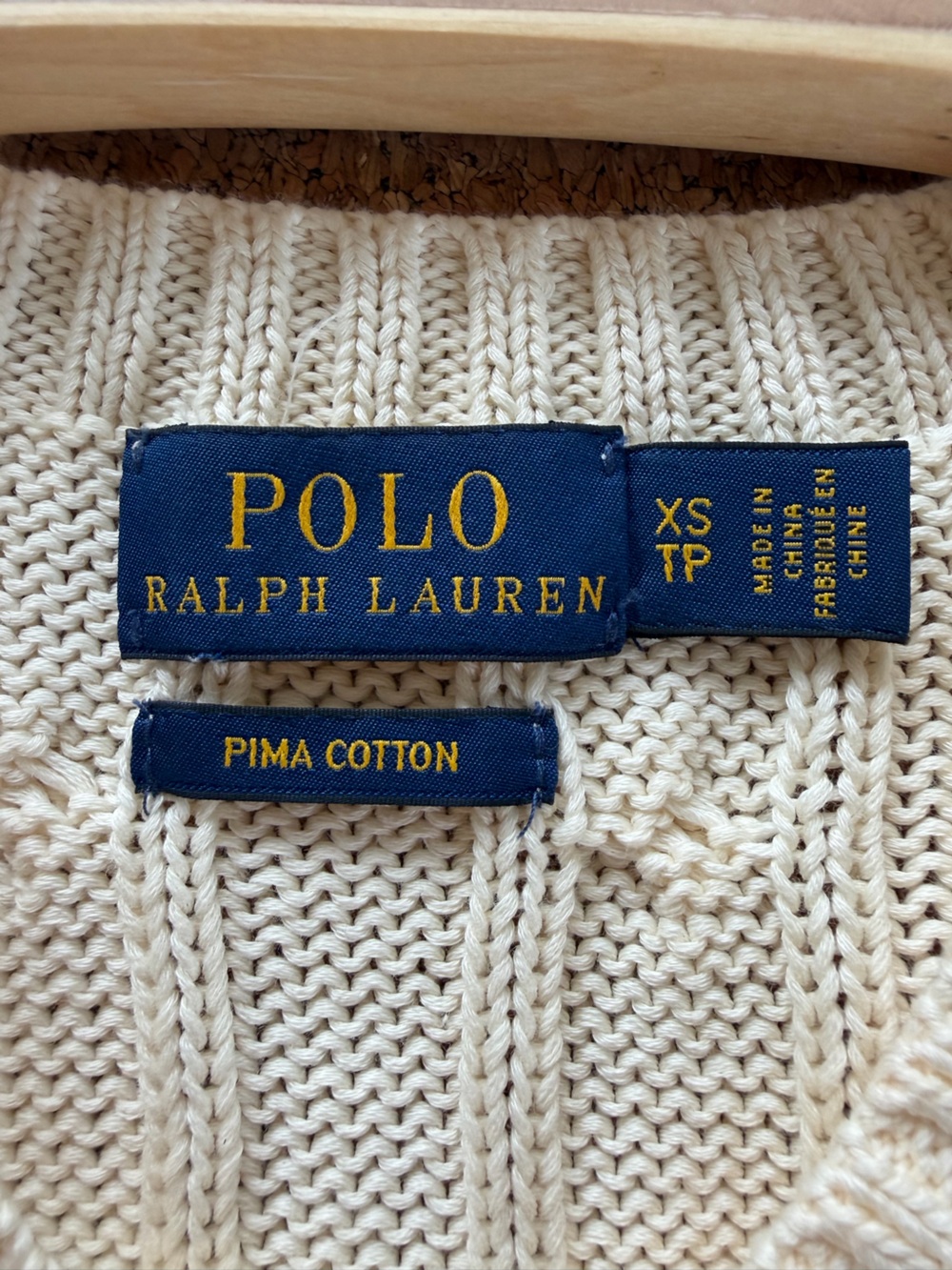 Polo Ralph Lauren Heart Intarsia Cable Knit Pima Cotton Sweater Top XS Cream - Picture 5 of 6